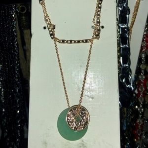I AM MUST HAVE GOLD PLATED AVENTURINE CHINESE COIN Necklace & Earrings